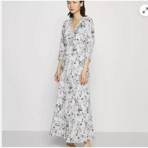 Club Monaco Drape Sleeve Midi Dress Abstract Floral Size 6 EUC